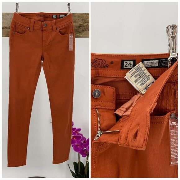 $100 Miss Me Autumn Orange skinny Jeans - Picture 6 of 12